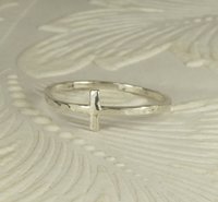 Sideways Cross Ring, Purity Ring, Sterling silver ring