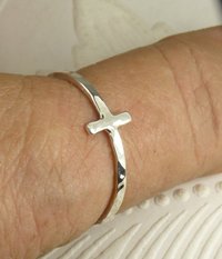 Cross Ring, Sterling silver,  Hammered Square Wire ring, Minimal ring