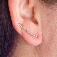 Ear Climber,  Sterling Silver Earring,  Bead earring