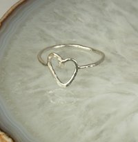 Sterling Silver ring,Heart Ring, minimal Ring,Hammered, silver Boho ring