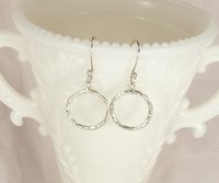 Sterling Silver Circle Earrings, Hammered Earrings,Dangle Earrings