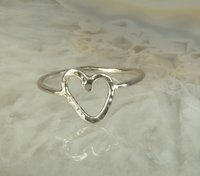Sterling Silver Ring,Heart Ring,Hammered, Boho ring