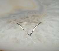 Chevron Ring, Hammered Ring, 16 gauge sterling silver