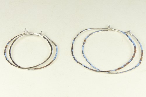 Hoop Earrings, Circle Earrings,Sterling Silver, Medium or Large Hammered Hoops