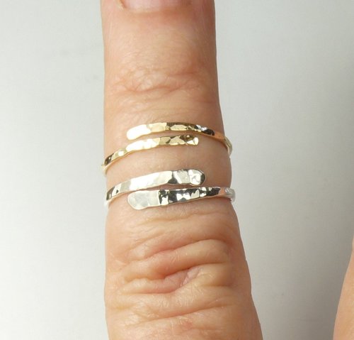 Midi Ring or Pinky Ring, adjustable Ring,  Sterling Silver Midi Ring, Hammered Gold or Silver