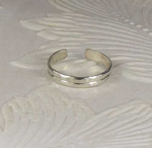 Toe Ring, Sterling Silver double wire, Hammered Ring, Body Jewelry