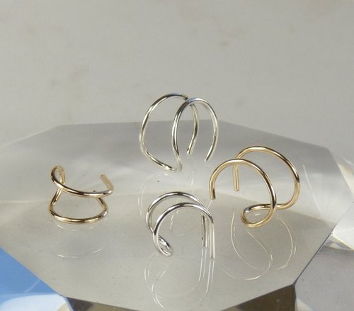 Double Wire  Ear Cuff, 20 Gauge, Gold Filled or sterling silver Earring,  Boho earring, double cuff earring,