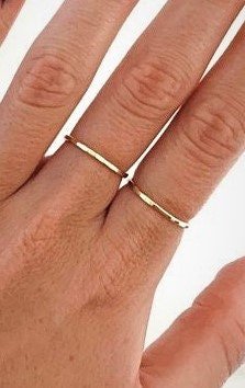 Gold Thumb ring, Stacking ring, Women's Ring, G F  Skinny Ring