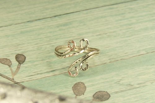 Thumb Ring, Bypass ring, Wind Symbol Ring, Boho Ring, 16 gauge Double wire