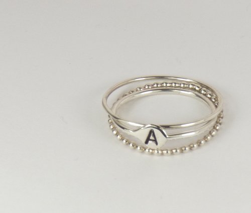 Initial ring,Letter ring, Stack Ring, Sterling Silver personalized ring
