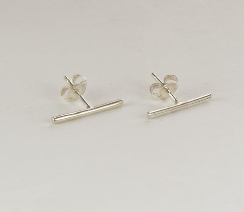 Bar Stud Earrings,  Sterling Silver Line Earrings,  Boho Earrings-20 gauge wire