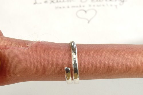 Adjustable Thumb  Ring, Sterling Silver, 9 Gauge Half Round Wire,  Bypass  Ring, Boho