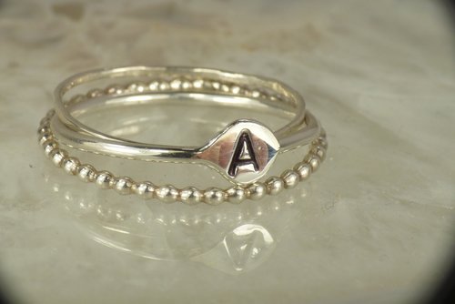 Initial Ring,Stacking Rings, 3 Rings, Personalized letter stacks,  Alphabet ring