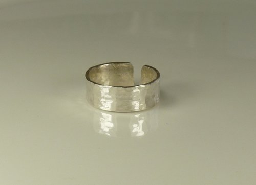 Toe Ring, Sterling Silver,Adjustable, Hammered Ring