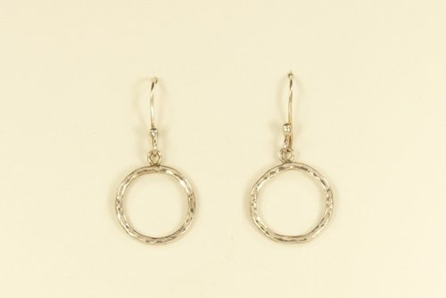 Sterling Silver Circle Earrings, Hammered Earrings,Dangle Earrings