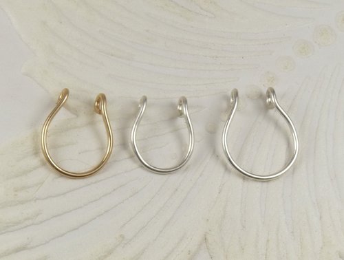 Septum Ring, Fake Septum, Sterling Silver-Gold nose ring-Faux Nose Ring