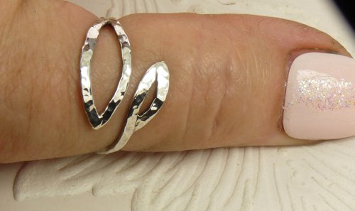 Thumb Ring,Bypass ring, Adjustable Leaf Ring, Sterling Silver Ring