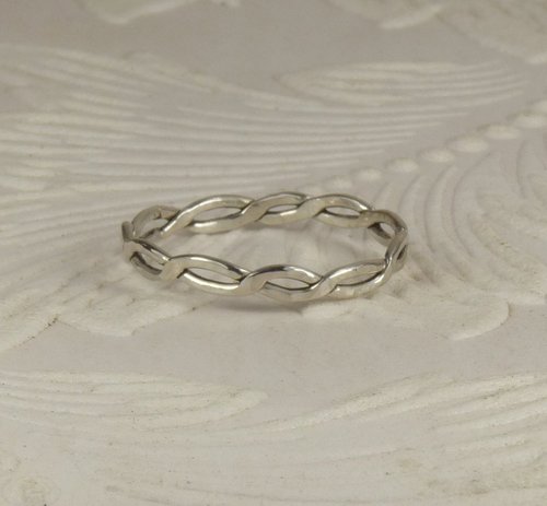 Thumb ring,Weave Ring, Sterling silver, Midi ring, Hammered Band Ring