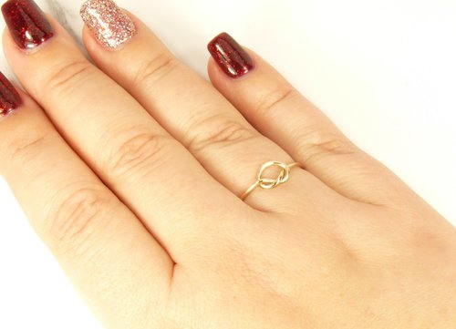 Love Knot Ring, Stacking Ring. 18 gauge Gold wire,Promise ring