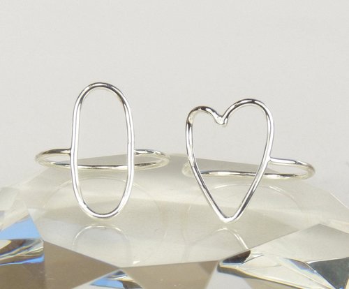 Sterling Silver Ring,Heart ring, Oval Ring, Smooth, Boho ring