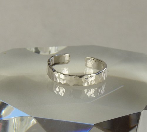 Thumb Ring, Sterling Silver Adjustable ring, 3 mm x 1 mm Hammered band