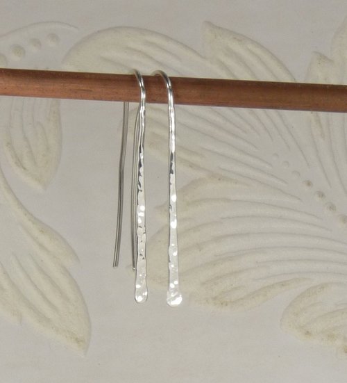 Hammered Dangles,Sterling silver Stick Earrings, Handmade  20 Gauge Wire