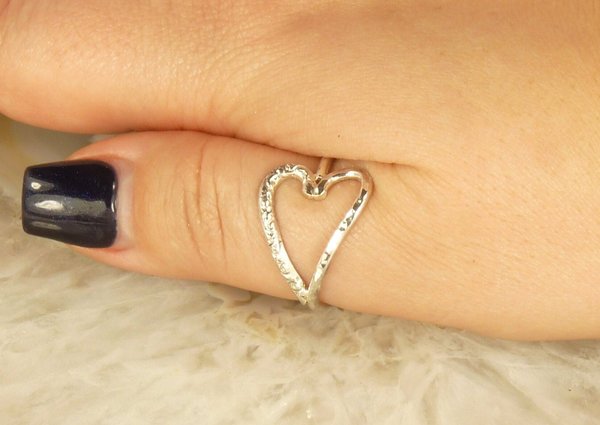 Heart ring, Thumb Ring, Sterling Silver Ring, Boho Style