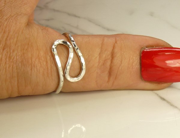 Thumb Ring, Gypsy Ring, Bohemian Ring, Swirl Ring, Sterling Silver or Gold Filled ring,Modern ring