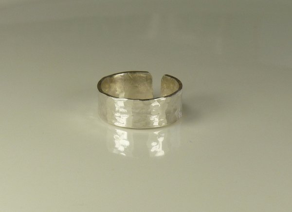 Toe Ring, Sterling Silver,Adjustable, Hammered Ring