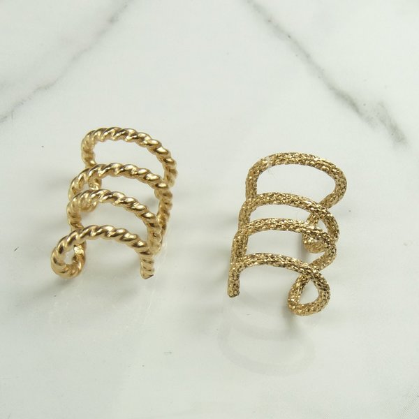Ear Wrap, Cuff Earring,Non Pierced, 4 Wire Gold Earring,  Boho earring